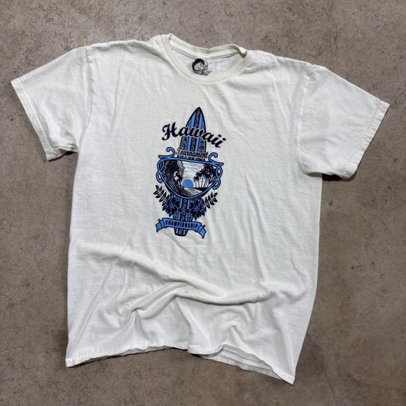 Vintage Y2K Hawaii Tournament Championship Surfboard Graphic T-Shirt Size M - Picture 1 of 6